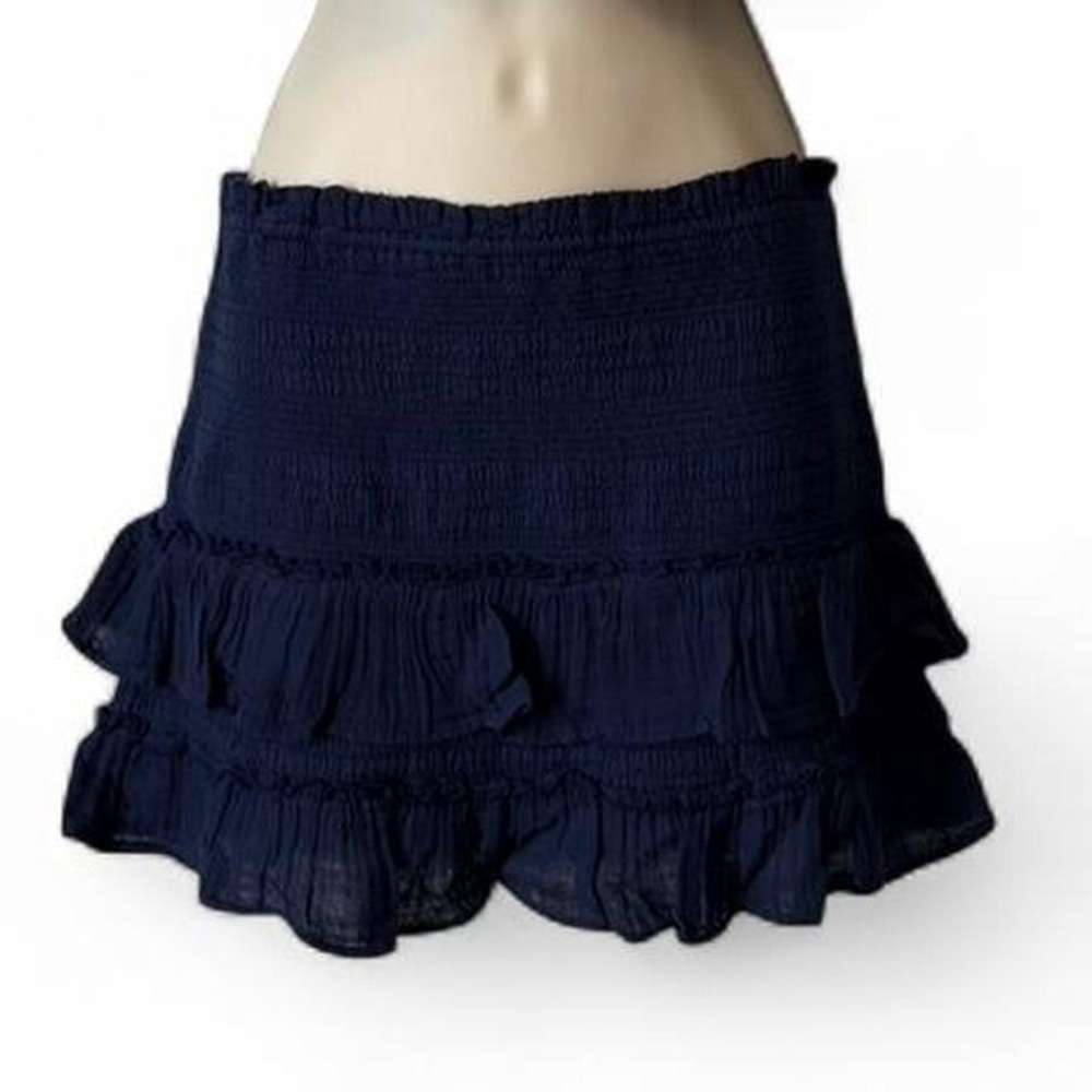 Celandine Navy Blue Gauze‎ Ruffle Skort